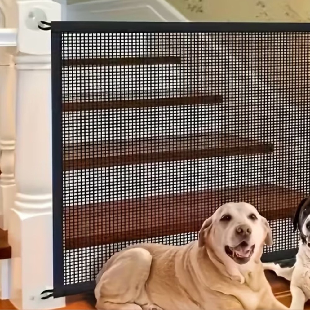 Pet Safety Gate - Black Mesh Barrier
